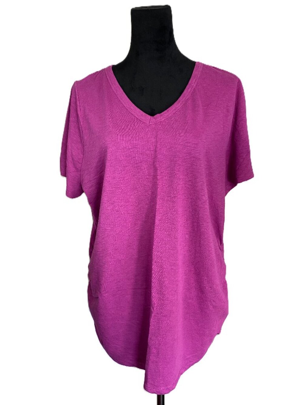 Lane Bryant Pink Ruched Side V-neck Tee Size 18/20